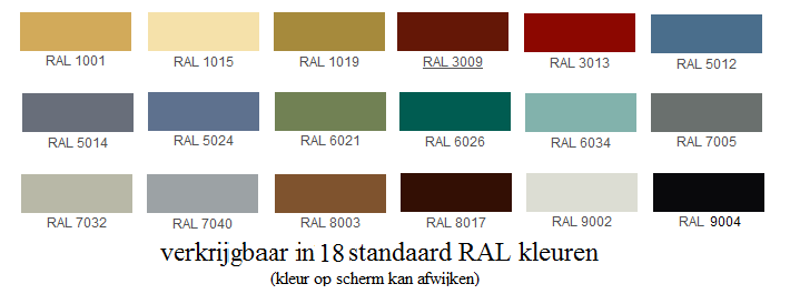18 standaard RAL kleuren