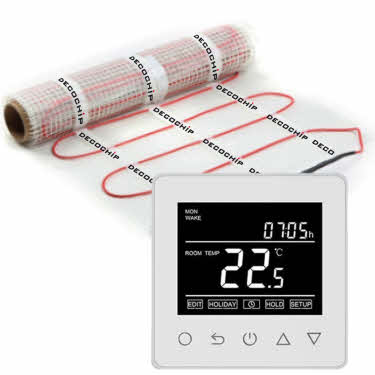 Vloerverwarmingsmat met digitale thermostaat wit